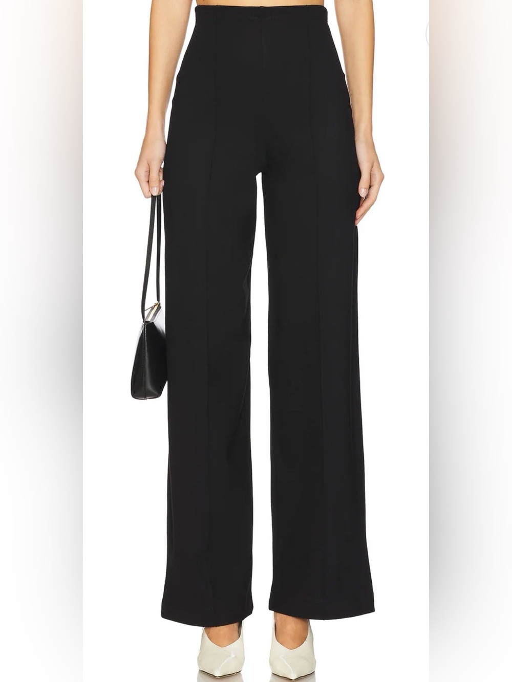 MISHA Collection Black High Waisted Tailored Straight Leg Pants With Slits